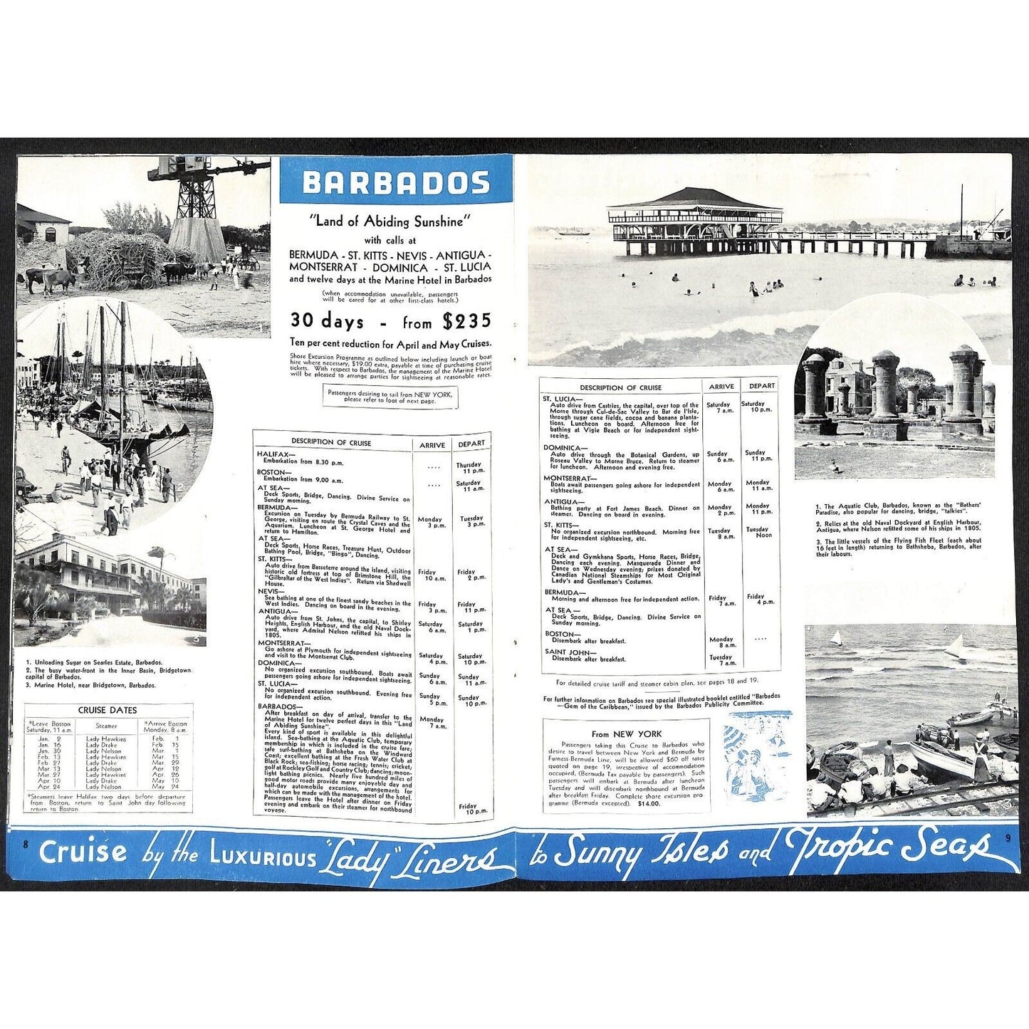 Canadian National Steamships West Indies Cruises 1937 Brochure 19pp VGC