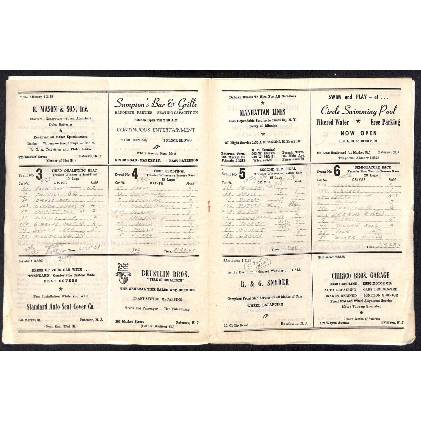 Hinchliffe Stadium Midget Auto Races 7/26/1946 Program Shorty McAndrew 4pp