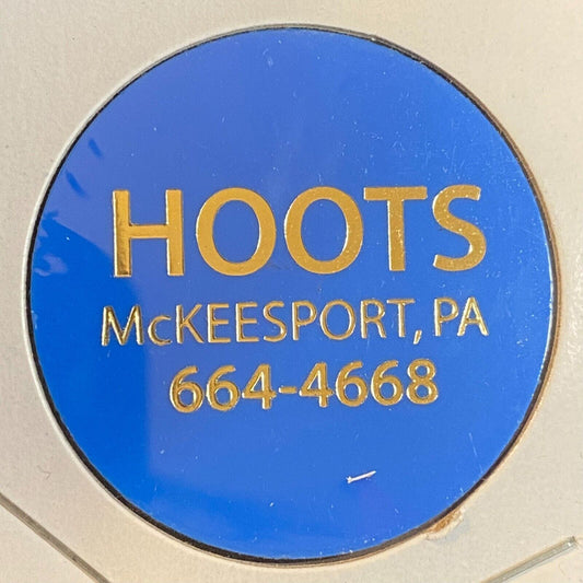 McKeesport, PA Hoots c1990's Plastic Token G/F One Draft (Beer Mug)