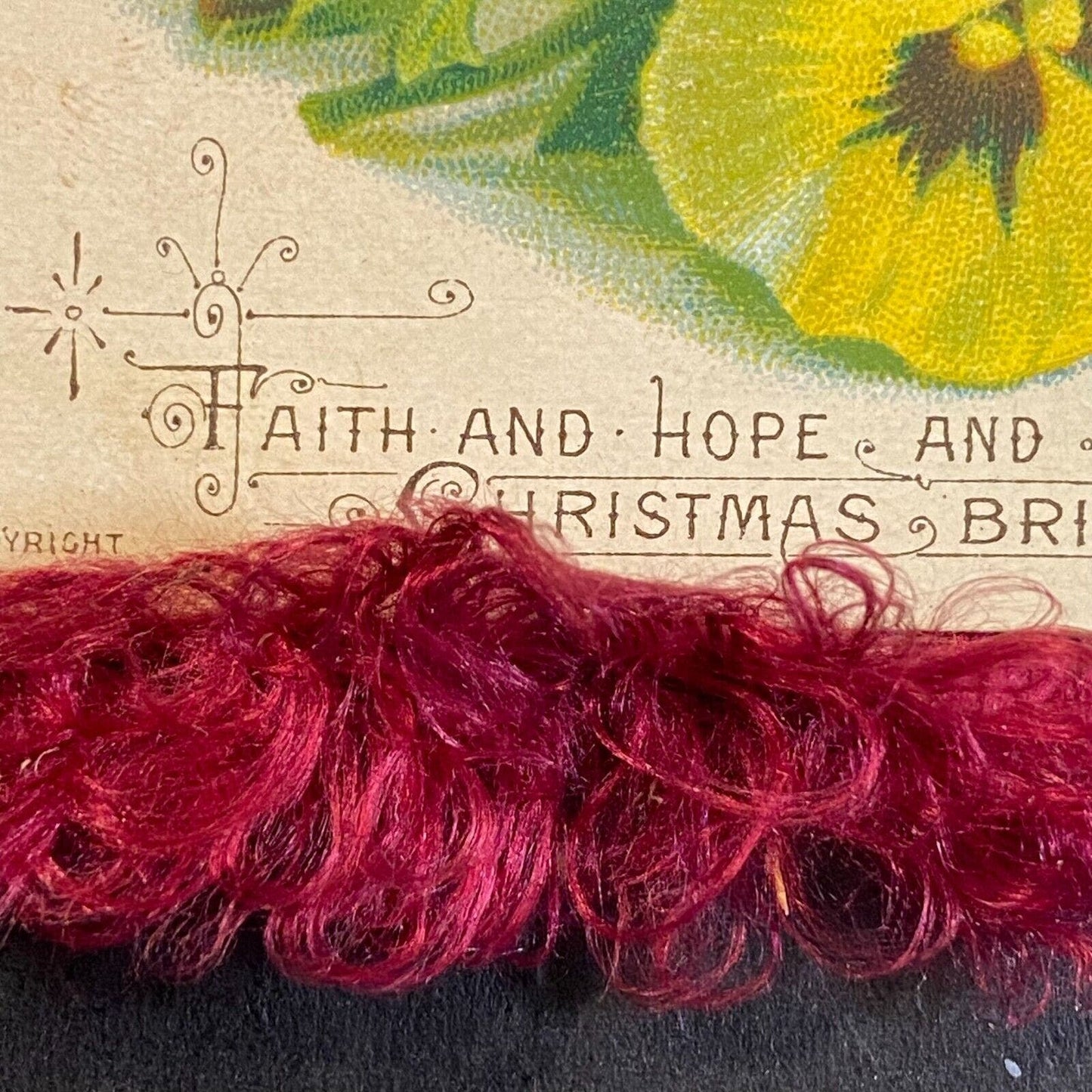 Victorian Dbl. Sided Christmas Hope and Joy Greeting Card w/ Fringe
