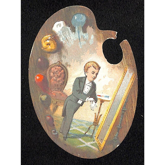 Adult Dance Classes Artist's Palette Shaped Victorian Trade Card