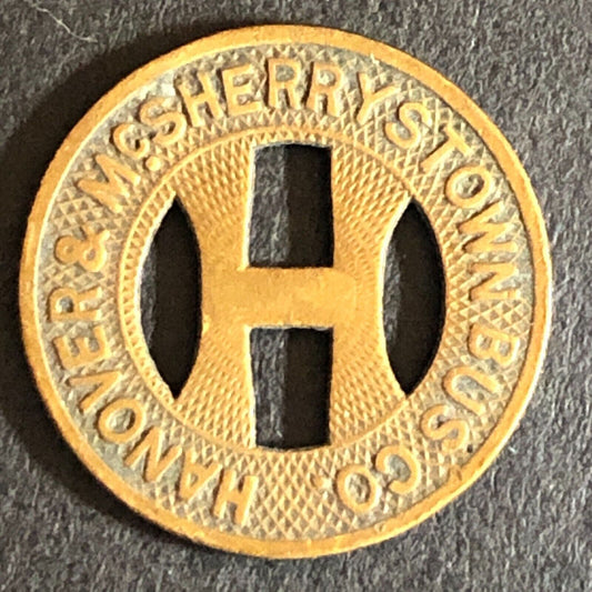 Hanover & McSherrystown Bus Co G/F One Zone Fare Brass Transit Token 16mm Scarce