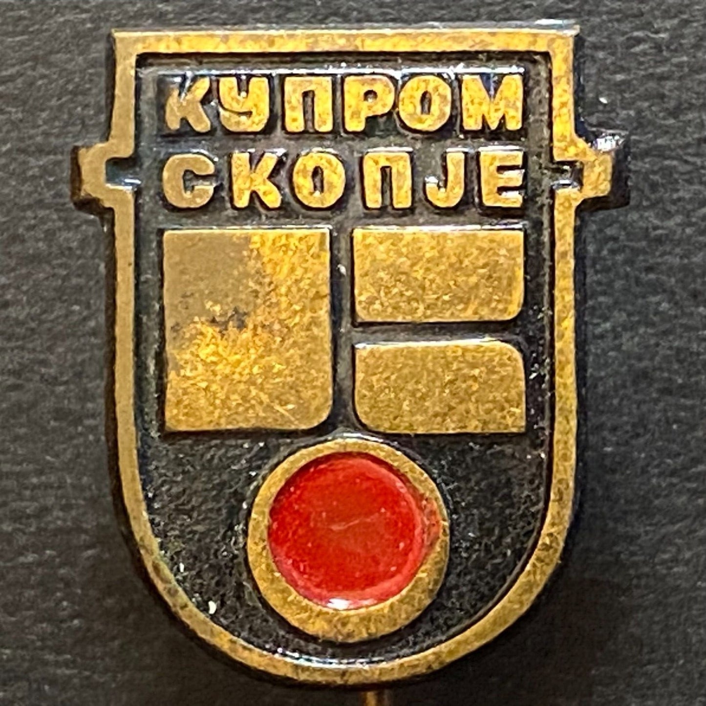 Kuprom, Skopje N. Macedonia Vintage Enameled Lapel Stick Hat Pin