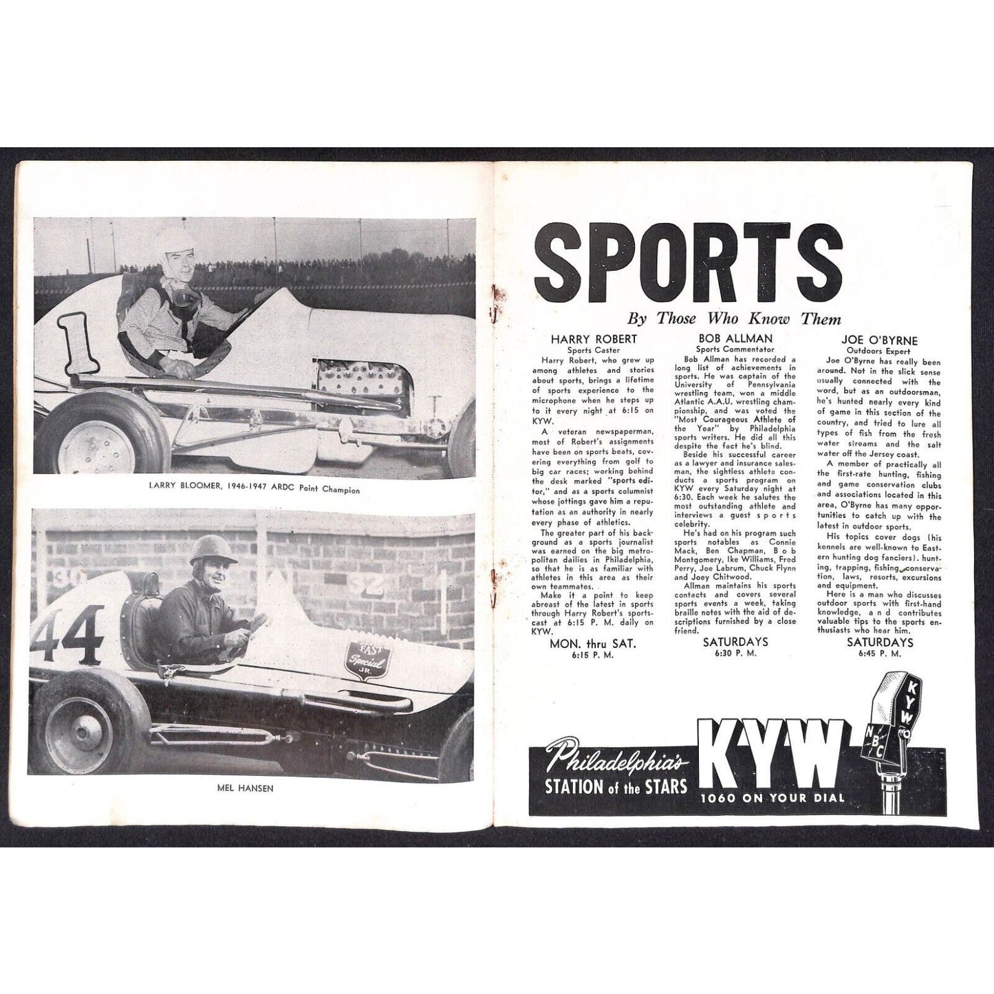 Langhorne Speedway 1948 ? AAA 100-Mile Championship Midget Races Program 12pp*
