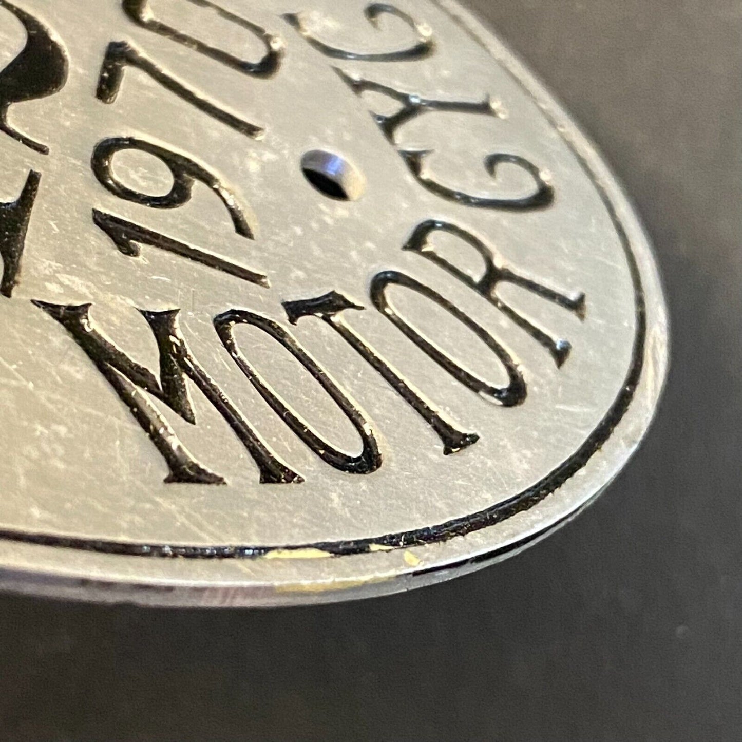 1970 Highland Park Motorcycle Vehicle Tax License Tag Medallion #125 Alum 3 1/4"
