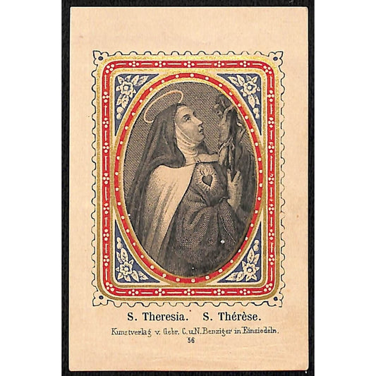 c1900 Saint Theresia Litho Card w/ Gild - Gold Ink