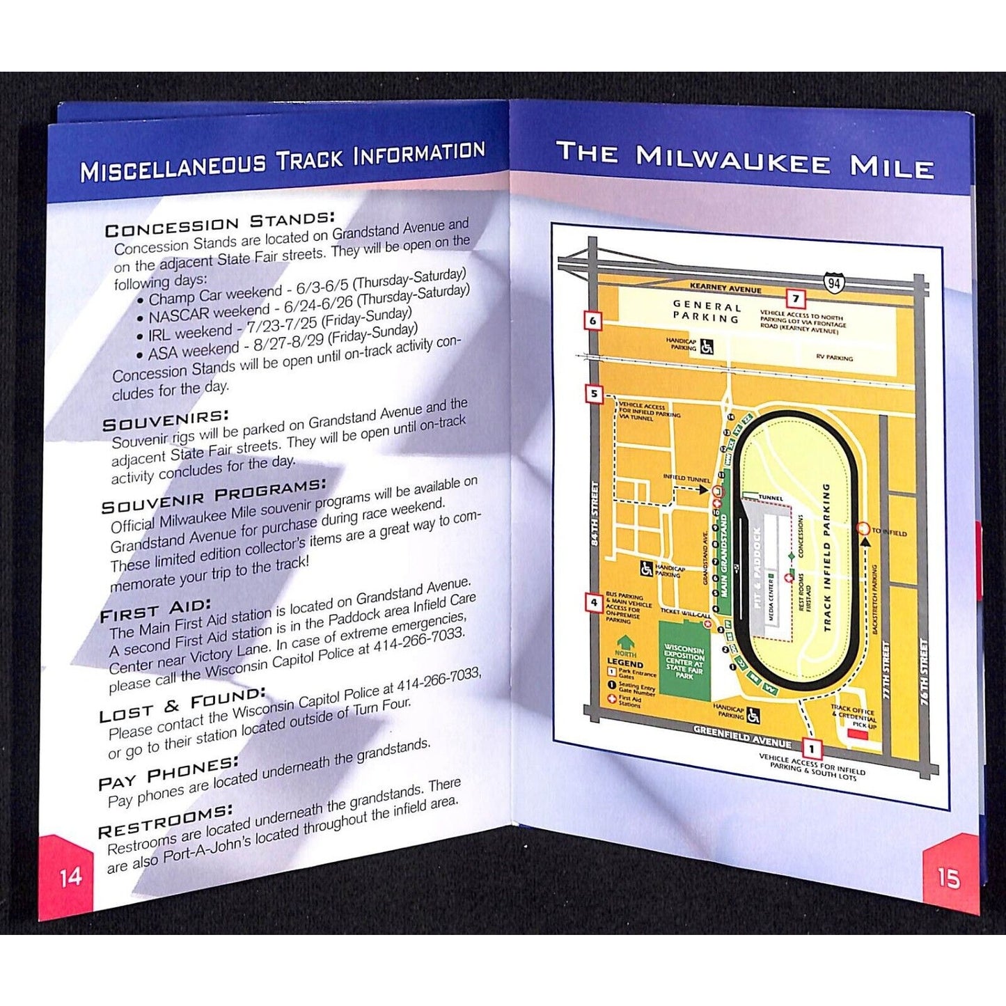 2004 Milwaukee Mile Track Information Guide 12pp VGC NOS