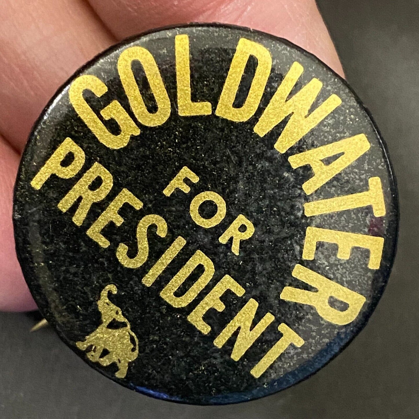 "Goldwater for President" Pinback Political Election 1 1/8" Steel w/ Elephant VG