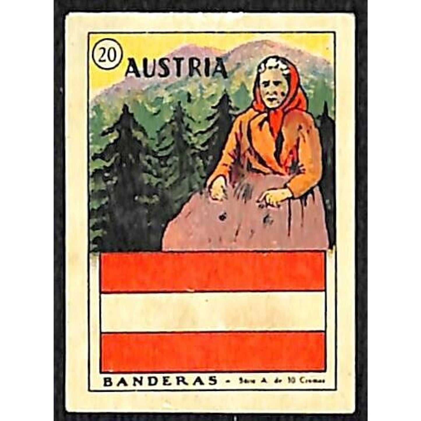 Austria Country Banderas / Flag Matchbox Label Series Vintage #20