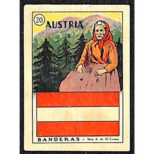 Austria Country Banderas / Flag Matchbox Label Series Vintage #20