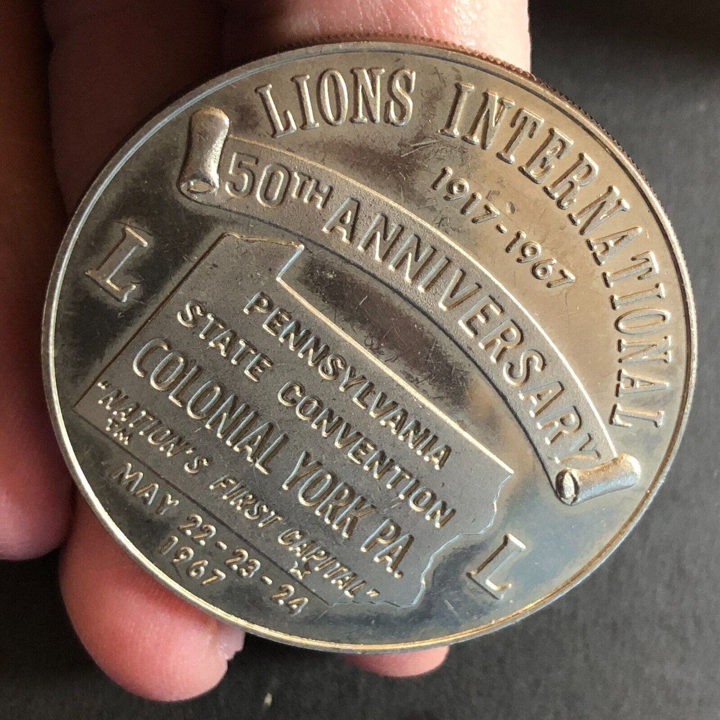 1969 25th Anniversary North York Lions Club Reeded Medallion 39mm 24g VGC