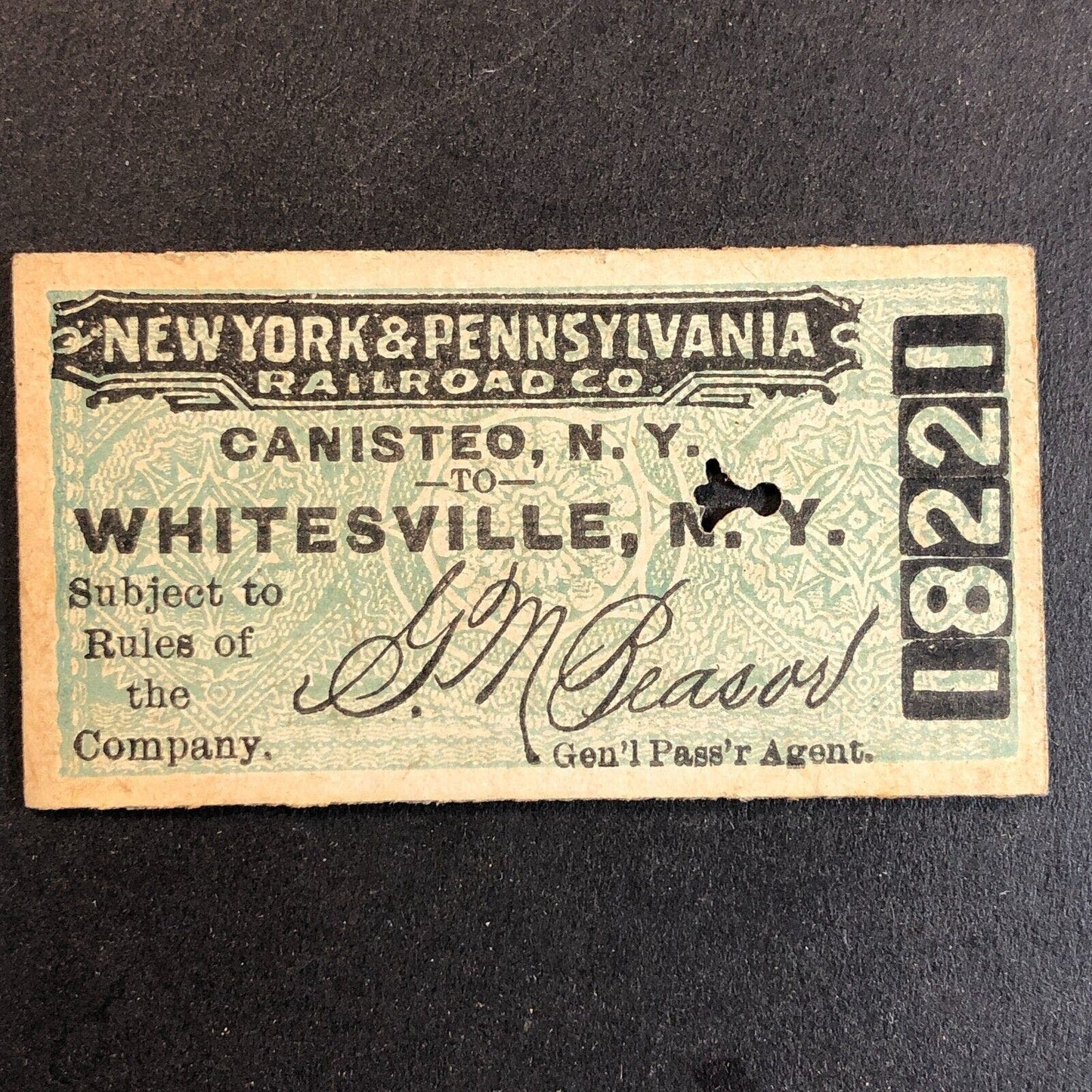 New York & Pennsylvania Railroad July 4 1917 Whitesville, NY Ticket #18221