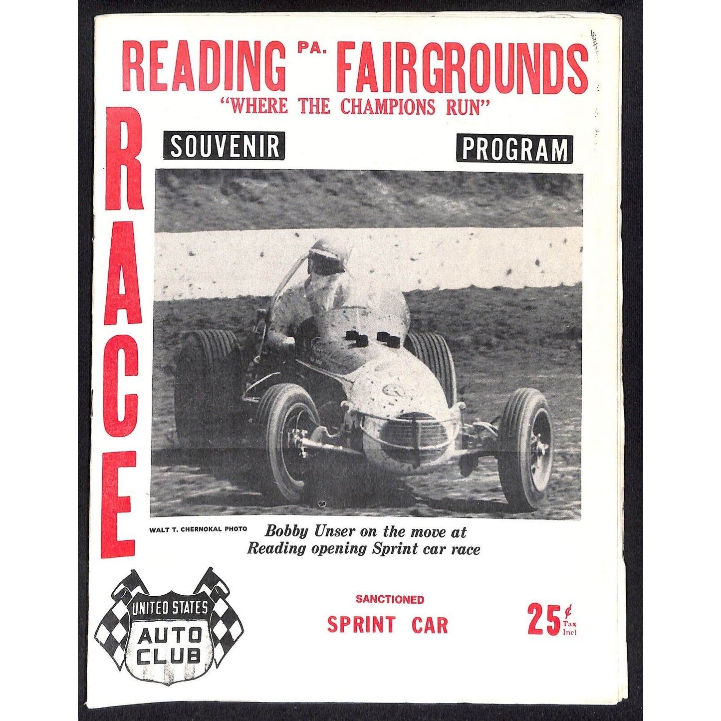 Reading Fairgrounds 1967 USAC Auto Races Program Sprint Car 8pp* Bobby Unser