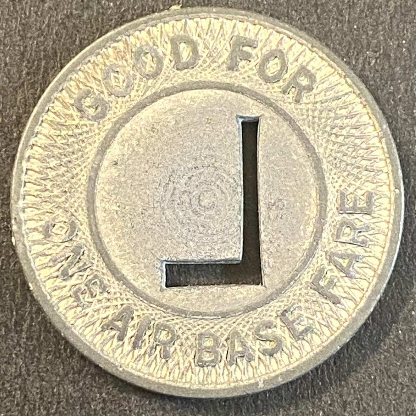 Lincoln Traction Company G/F One Air Base Fare Zinc Transit Token c1943 22.6mm