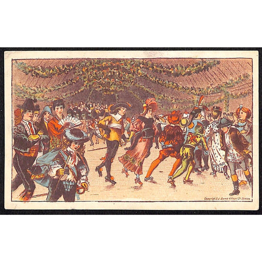 1884 Institute Rink Costume Carnival Programme Victorian Trade Card Dancing