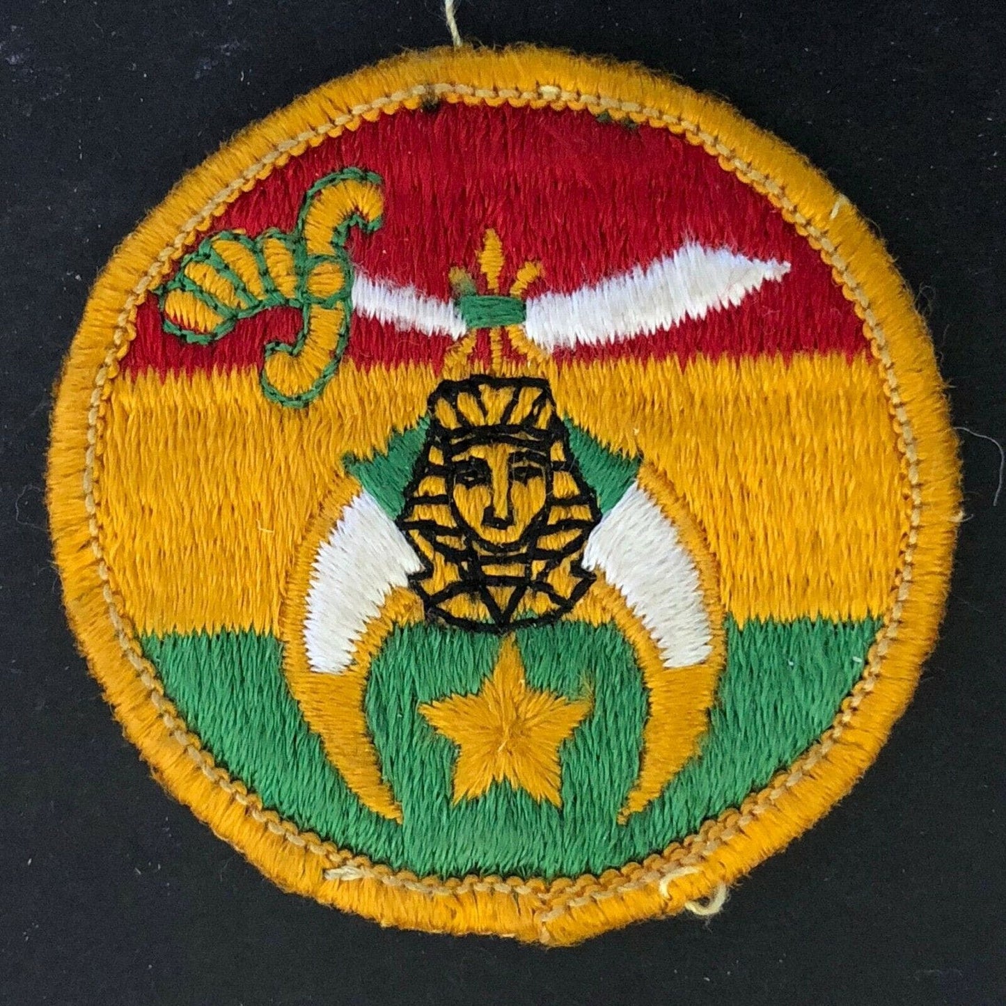 c1970-80's Vintage Machine Stitched Embroidered Patch - Shriners Sword Symbol