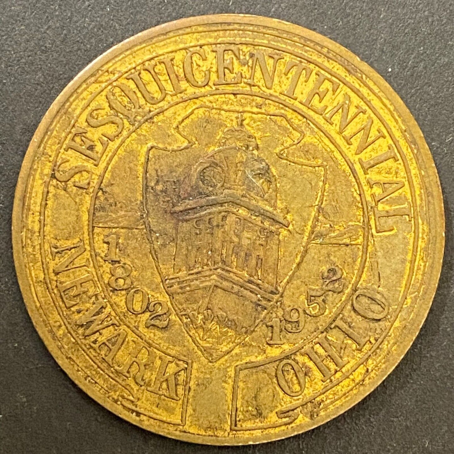 Newark, Ohio Sesquicentennial 1802 - 1952 G/F 50¢ Brass Trade Token 32mm (#3)