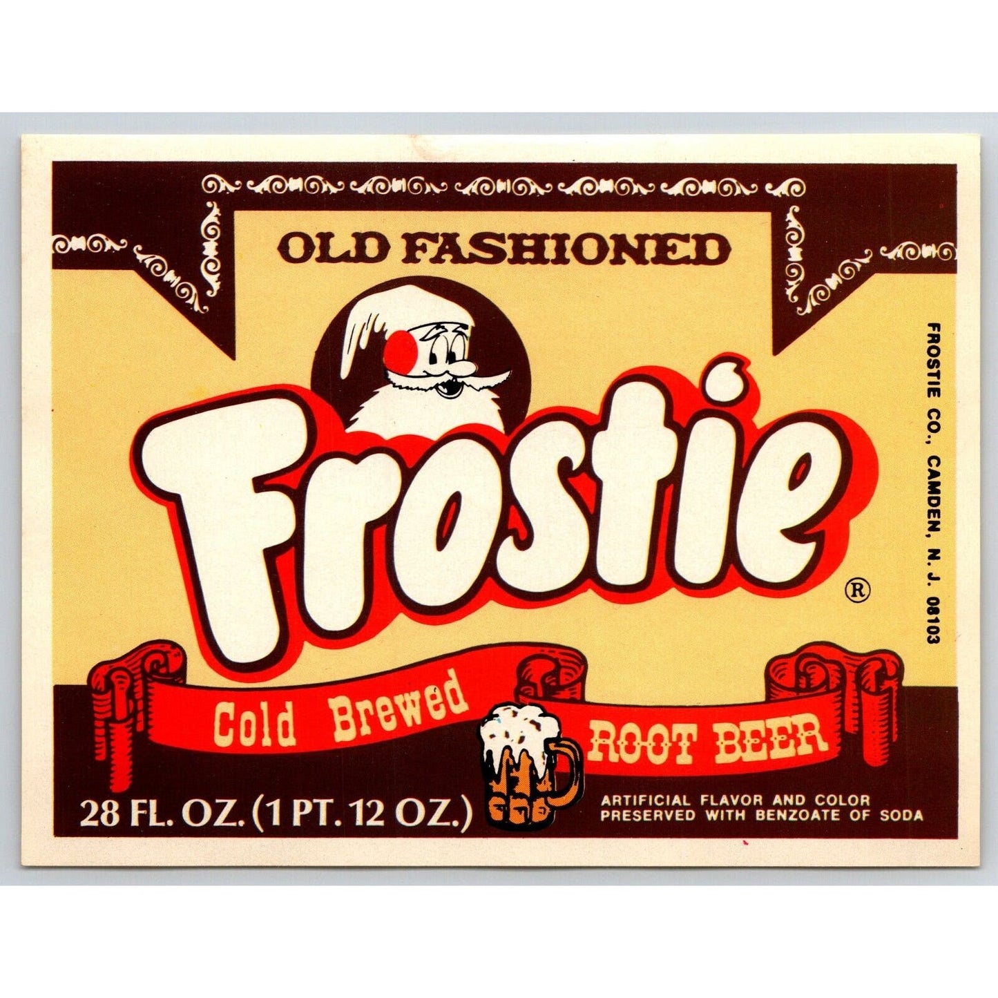 Frostie Root Beer Soda Paper Label c1960's-70's VGC