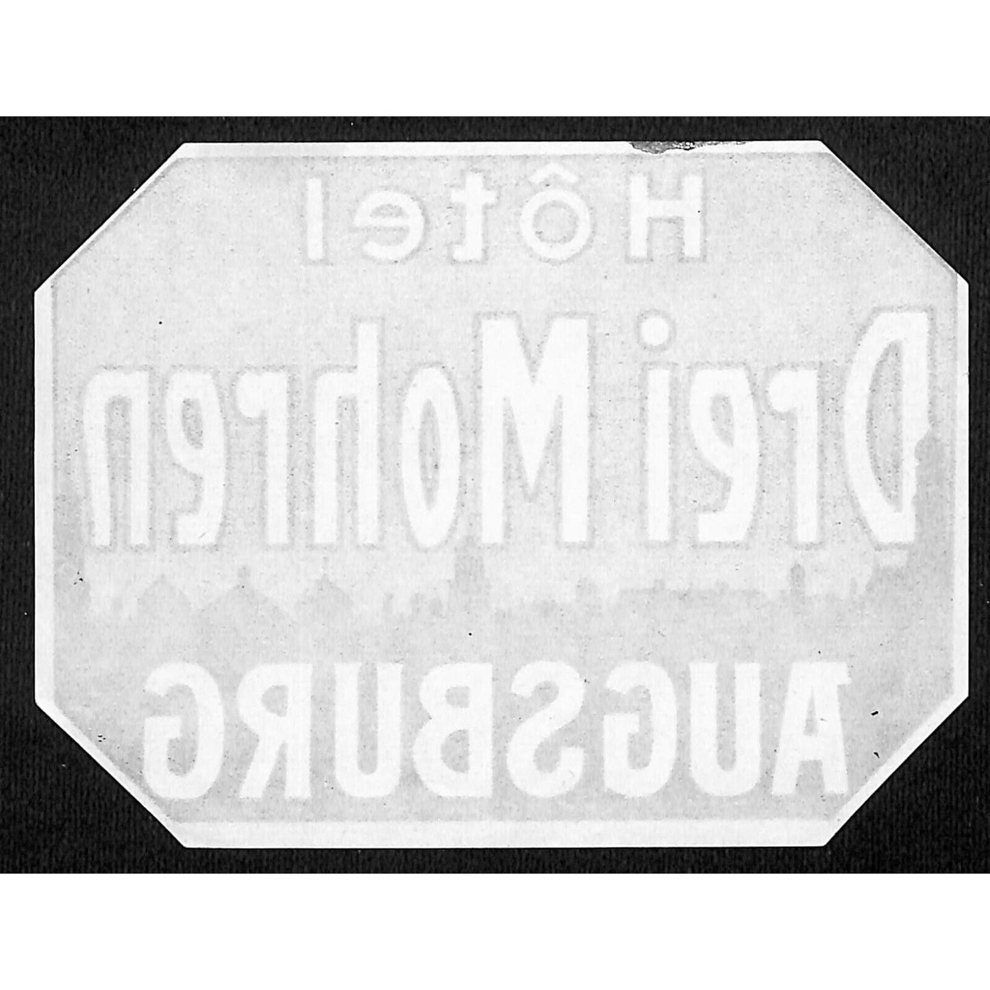 Hotel Drei Mohren Augsburg Night Skyline Original Luggage Label c1930's Scarce