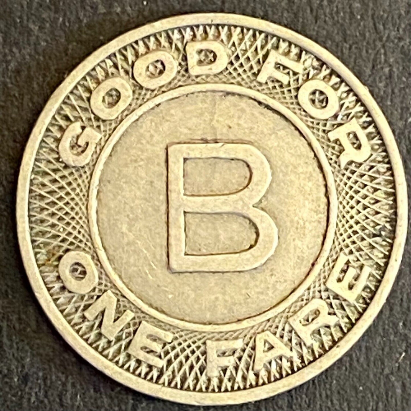 Bibb Transit Company (Macon, GA) G/F One Fare Transit Token 16mm (#1)