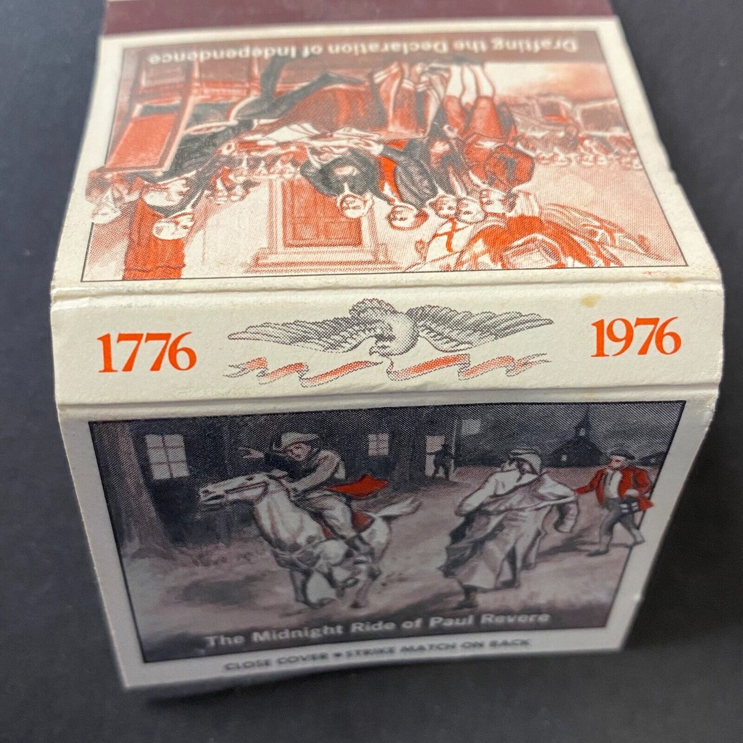 American Revolution Bicentennial Paul Revere / Declaration Full Matchbook 1976