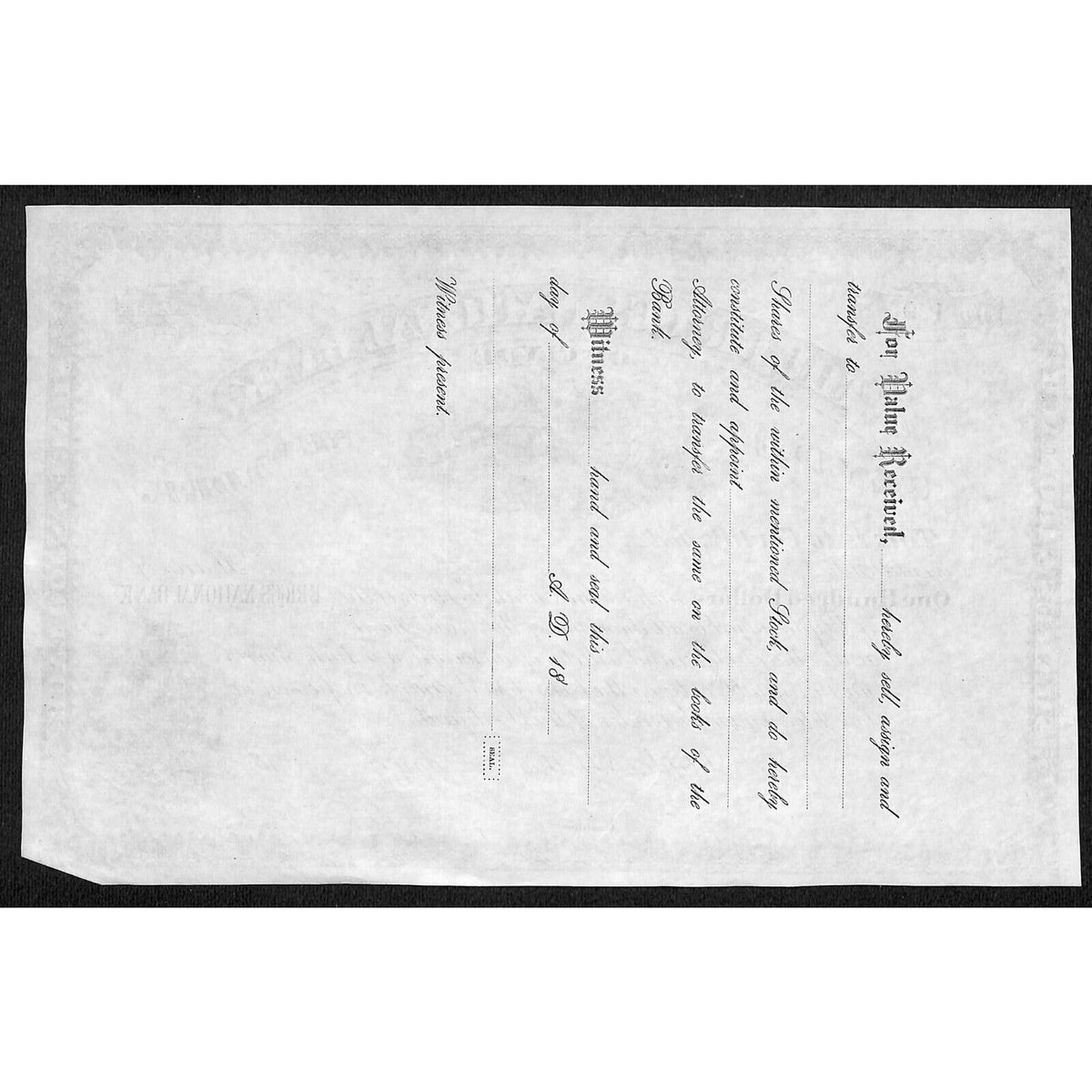 The Briggs National Bank of Clyde NY c1880* Stock Certificate Unissued #129