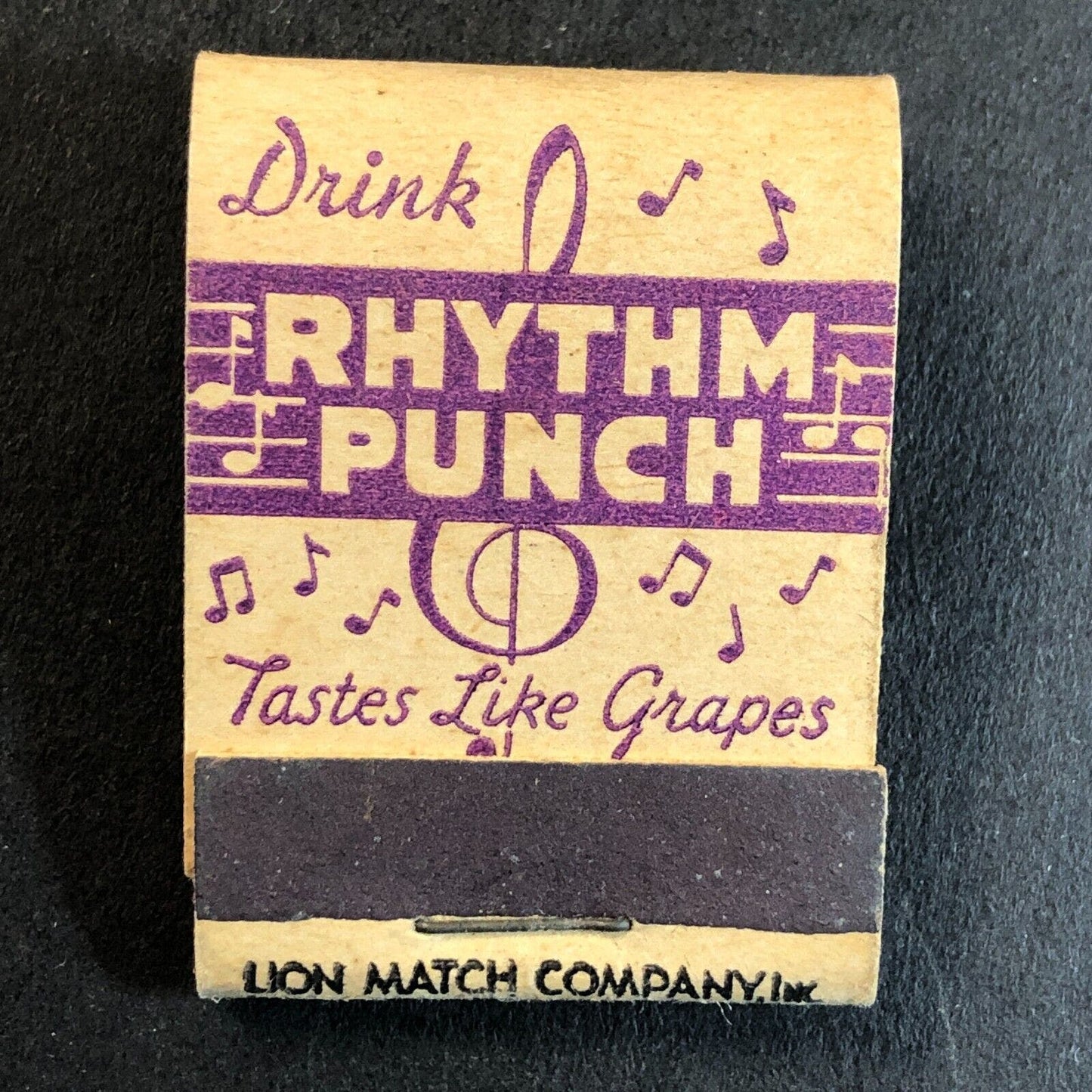 Drink Rhythm Punch "Tastes Like Grapes" Full Mini Matchbook VGC c1940's Scarce