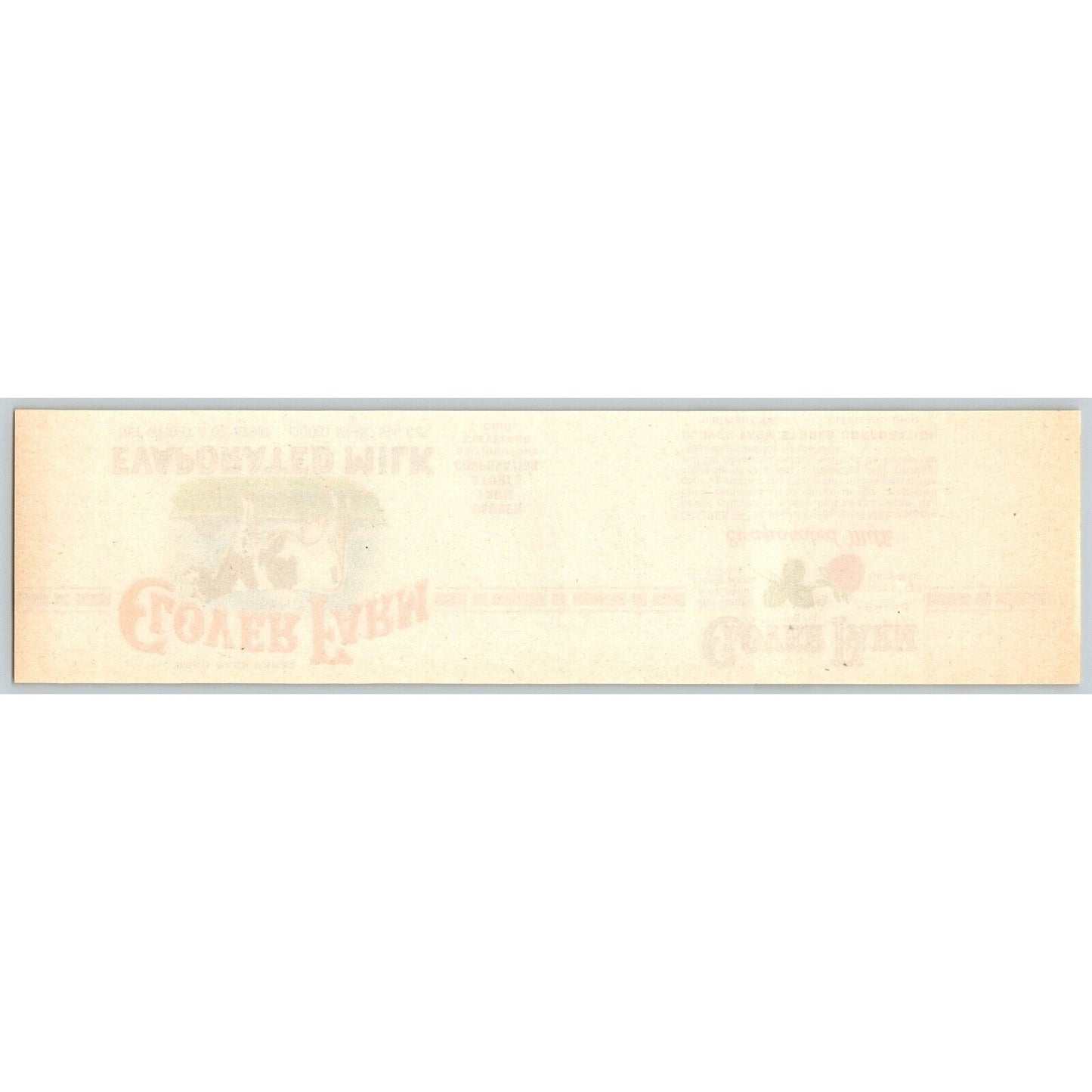 Evaporated Milk Clover Farm Cleveland Small Paper Can Label c1925-35 VGC w/ Cow