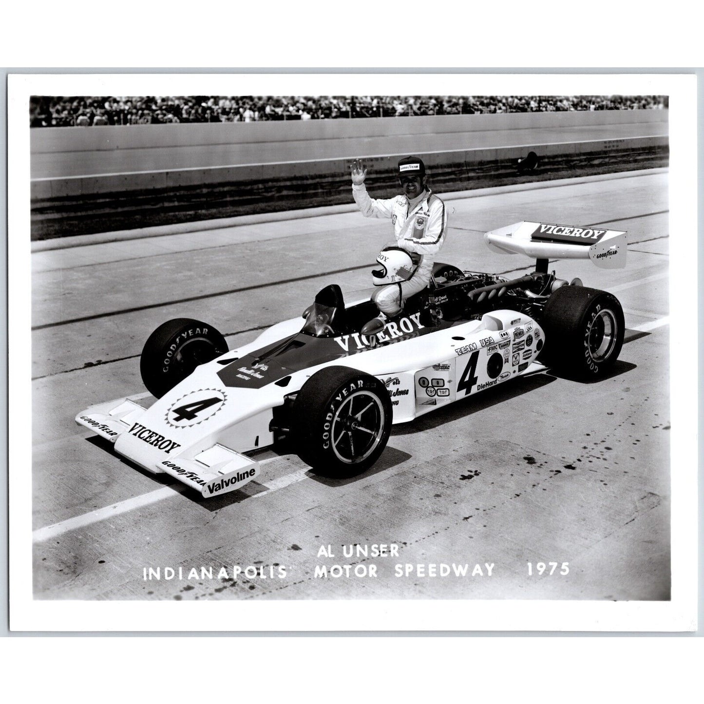 Al Unser #4 1975 Indianapolis Motor Speedway 8" x 10" Photo IMS Stamp VGC