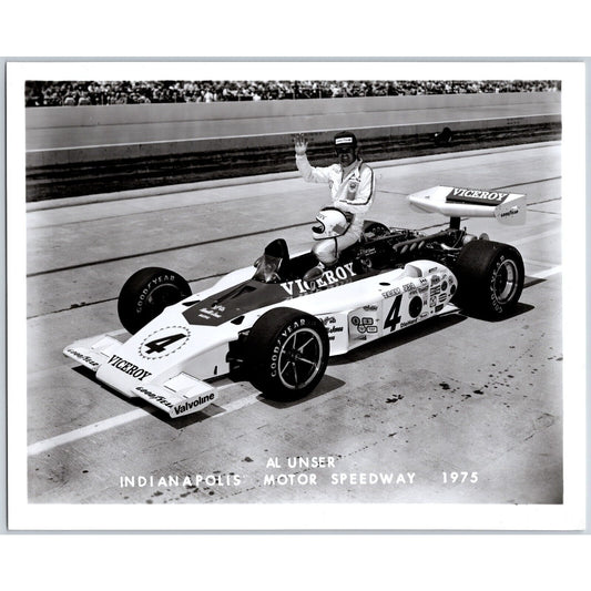 Al Unser #4 1975 Indianapolis Motor Speedway 8" x 10" Photo IMS Stamp VGC