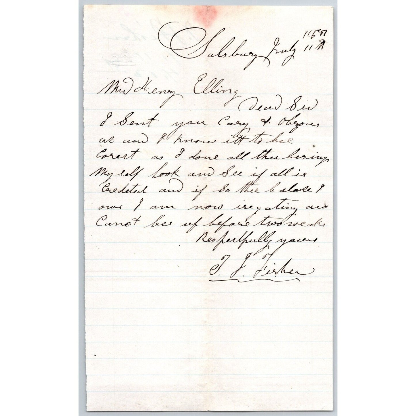 1881 ALS to Henry Elling* Montana "..Now irrigating and Cannot be of Before .."
