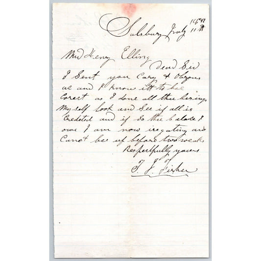 1881 ALS to Henry Elling* Montana "..Now irrigating and Cannot be of Before .."
