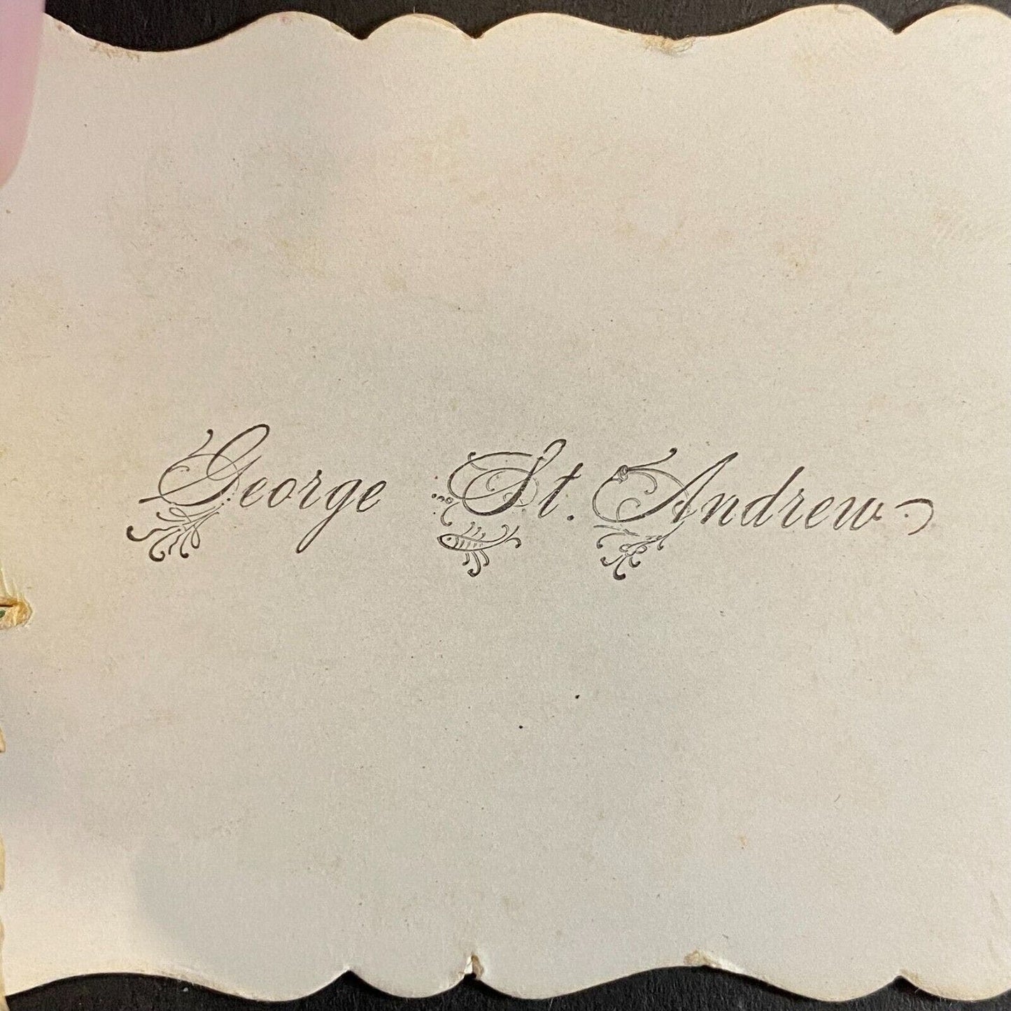 "George St. Andrew" Romantic Victorian Hidden Name Card w/ Poem