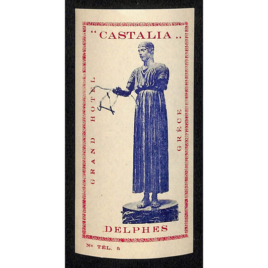 Grand Hotel "Castalia" Delphes Greece c1930's Luggage Label VGC