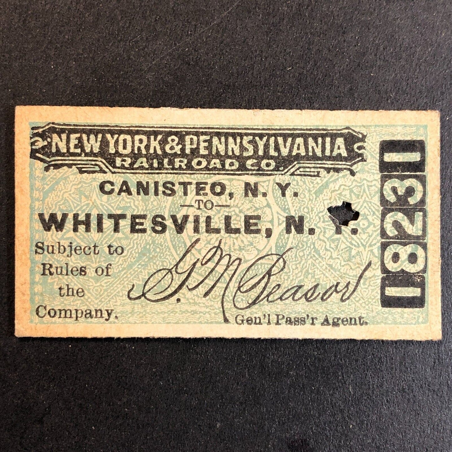 New York & Pennsylvania Railroad July 9 1917 Whitesville, NY Ticket #18231