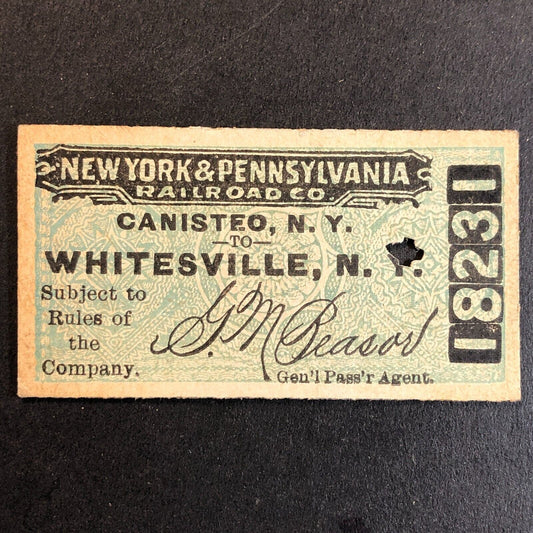 New York & Pennsylvania Railroad July 9 1917 Whitesville, NY Ticket #18231
