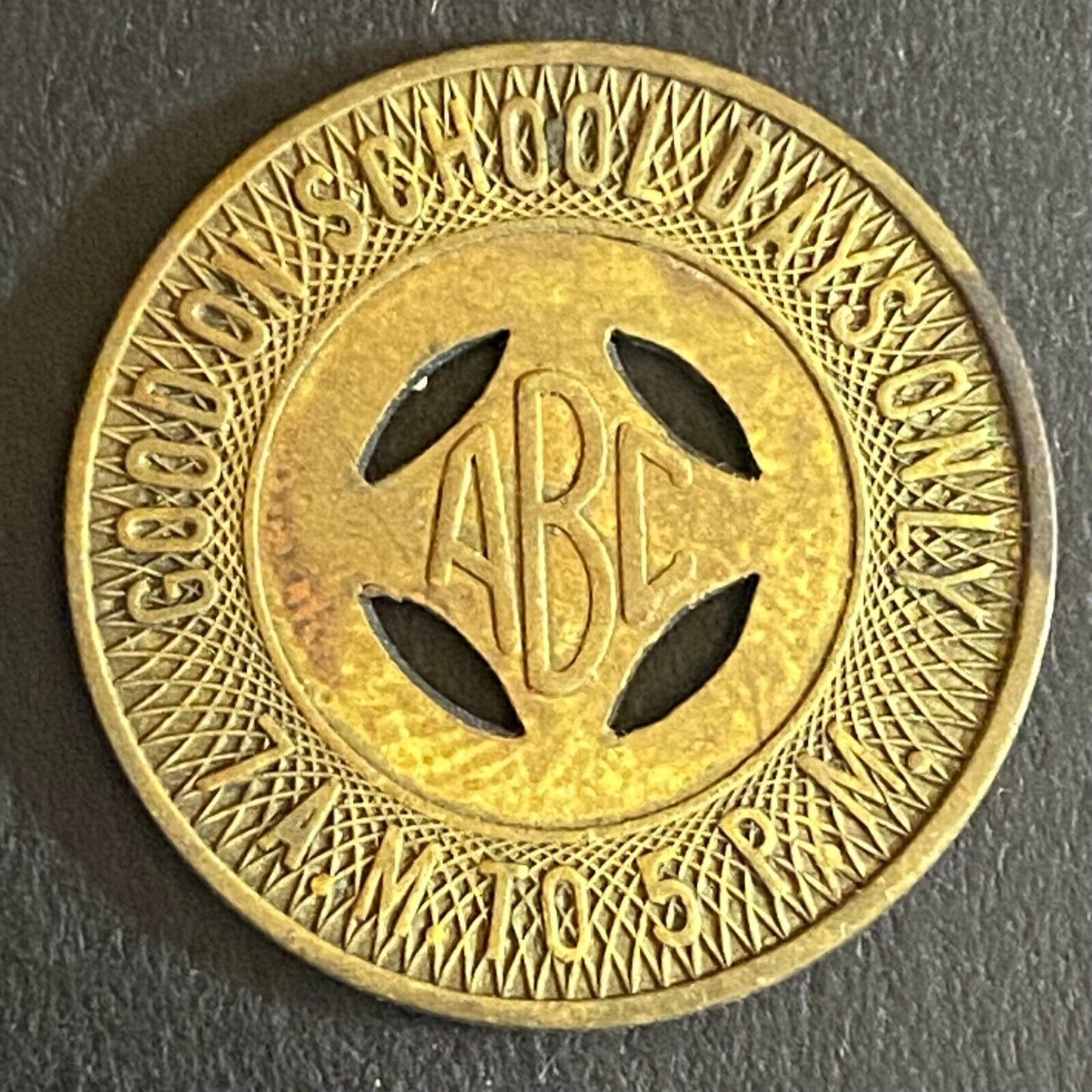 Albuquerque Bus Co. "Good on School Days Only" Transit Token - 23mm (#2)