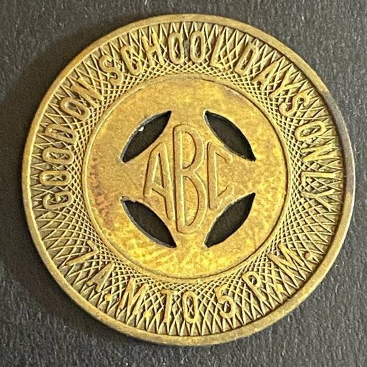 Albuquerque Bus Co. "Good on School Days Only" Transit Token - 23mm (#2)