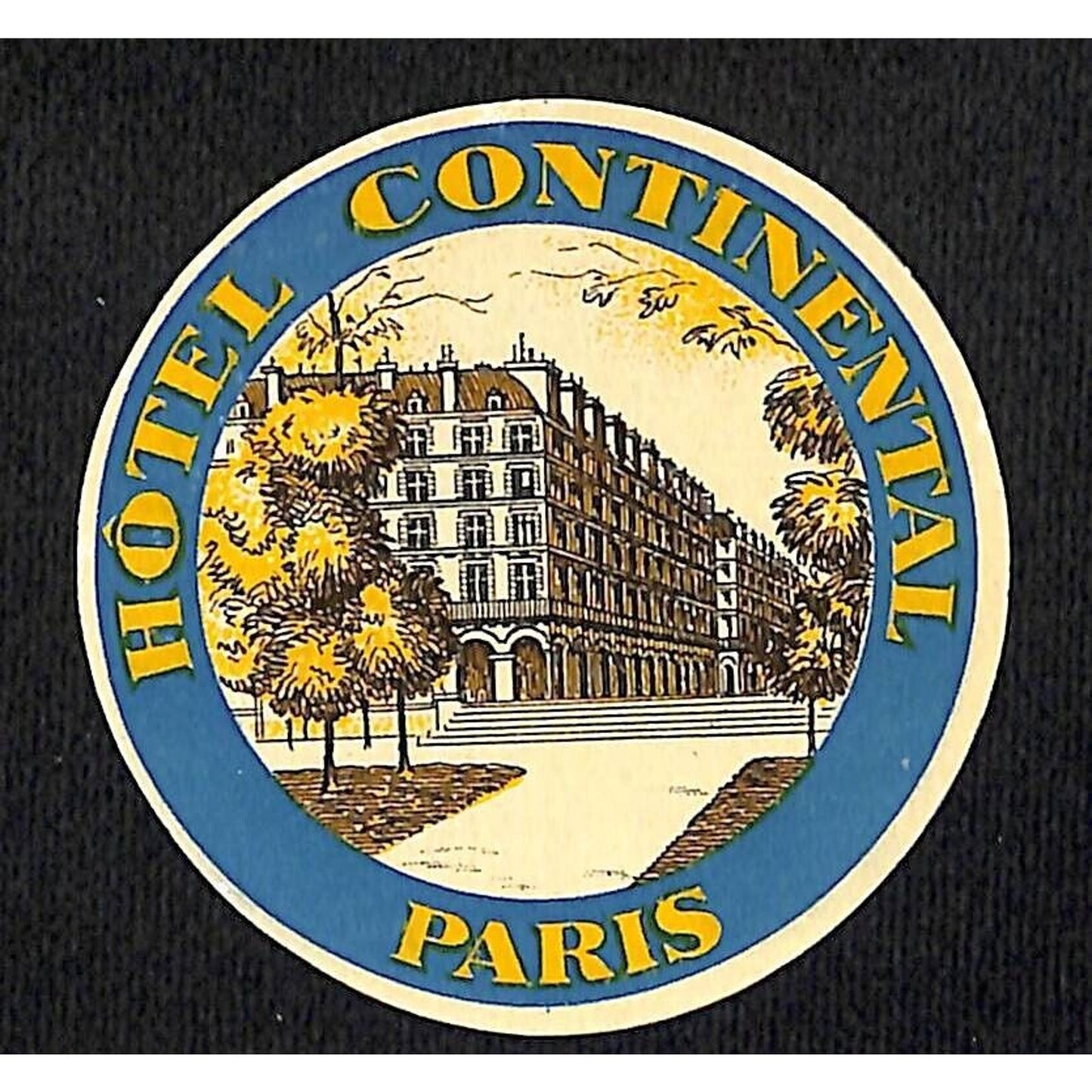 Hotel Continental Paris Luggage Label 2 1/4" dia. VGC - Scarce