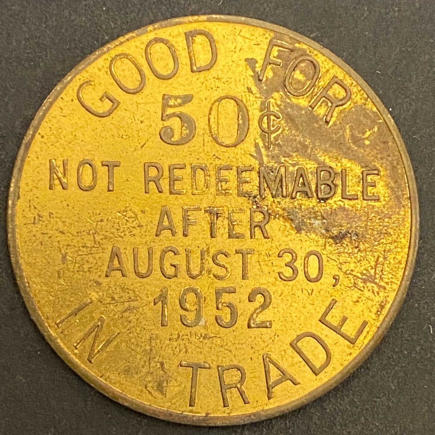 Newark, Ohio Sesquicentennial 1802 - 1952 G/F 50¢ Brass Trade Token 32mm (#11)