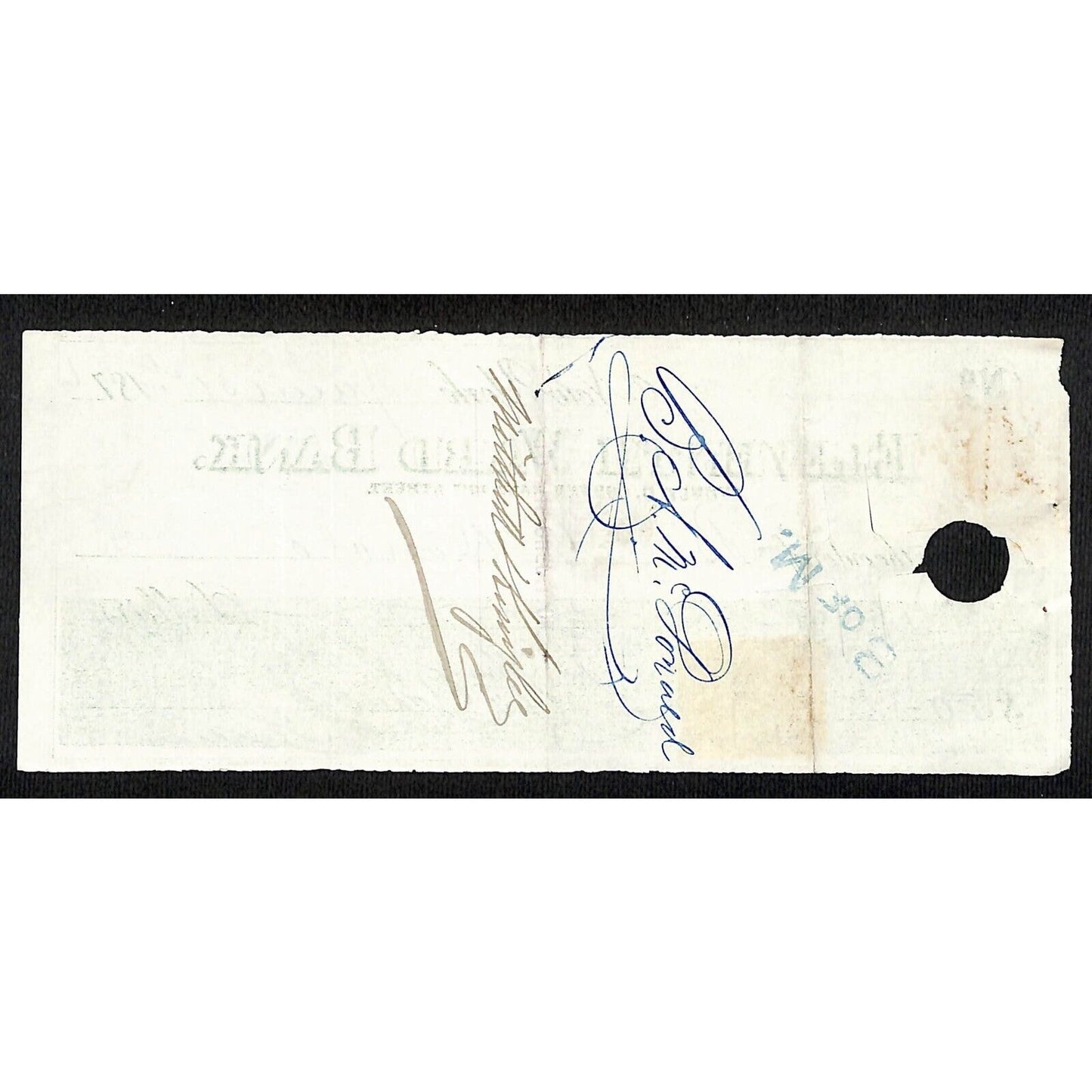 1876 Eleventh Ward Bank Avenue D & E. 10th St NYC Bank Check w/ Rev Stamp