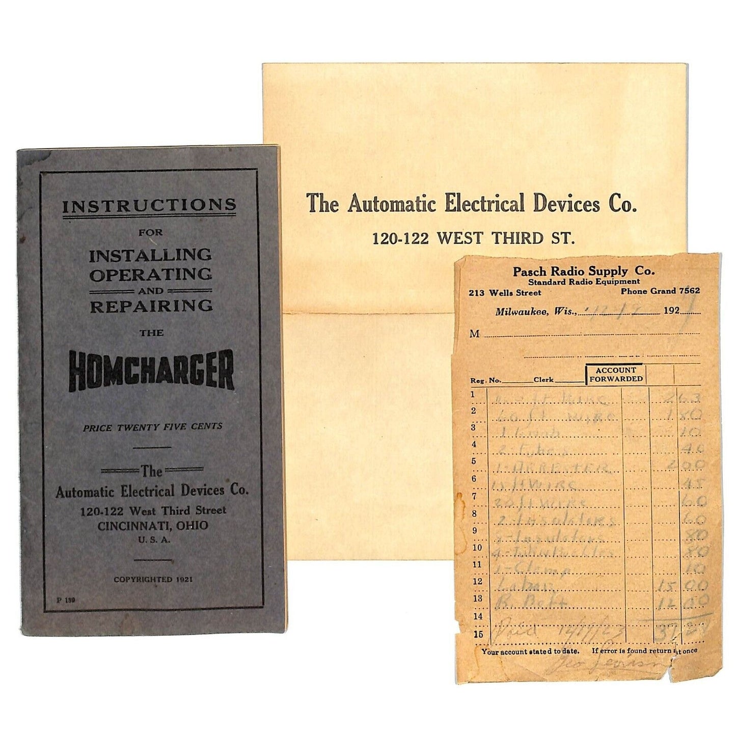 1921 Automatic Electrical Devices Co. Homcharger Instruction Booklet 27pp VGC