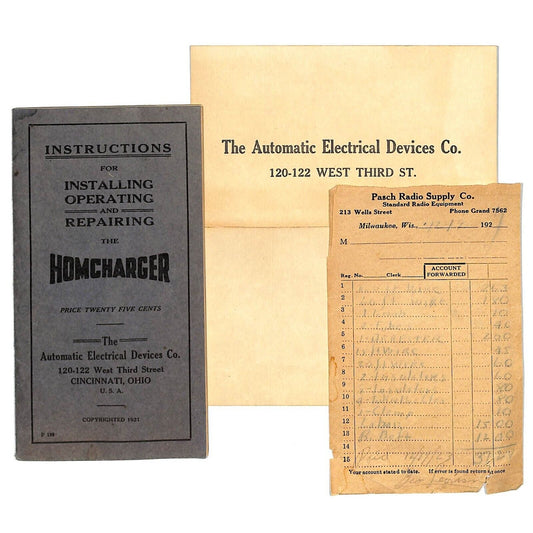 1921 Automatic Electrical Devices Co. Homcharger Instruction Booklet 27pp VGC