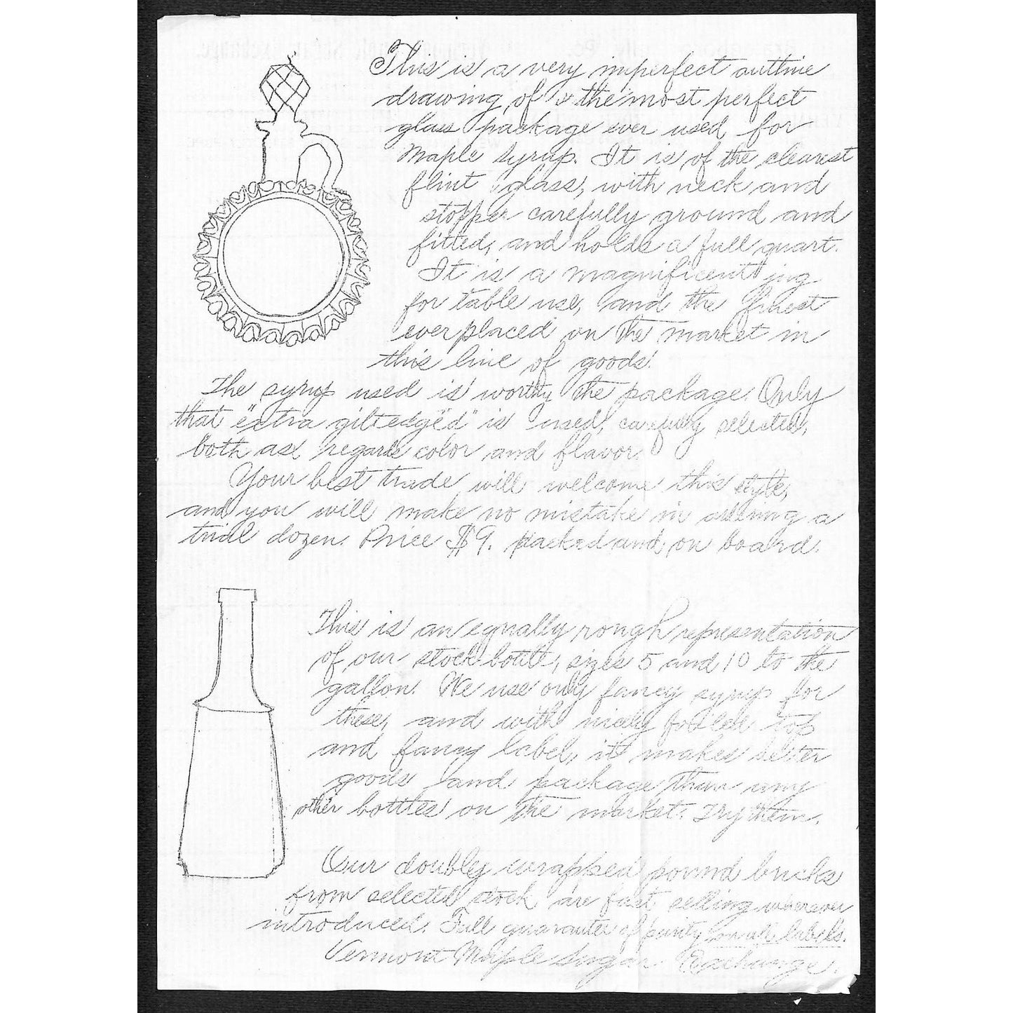 "Vermont Maple Syrup Exchange" Brattleboro Jelly Company 1889 2 Letterheads