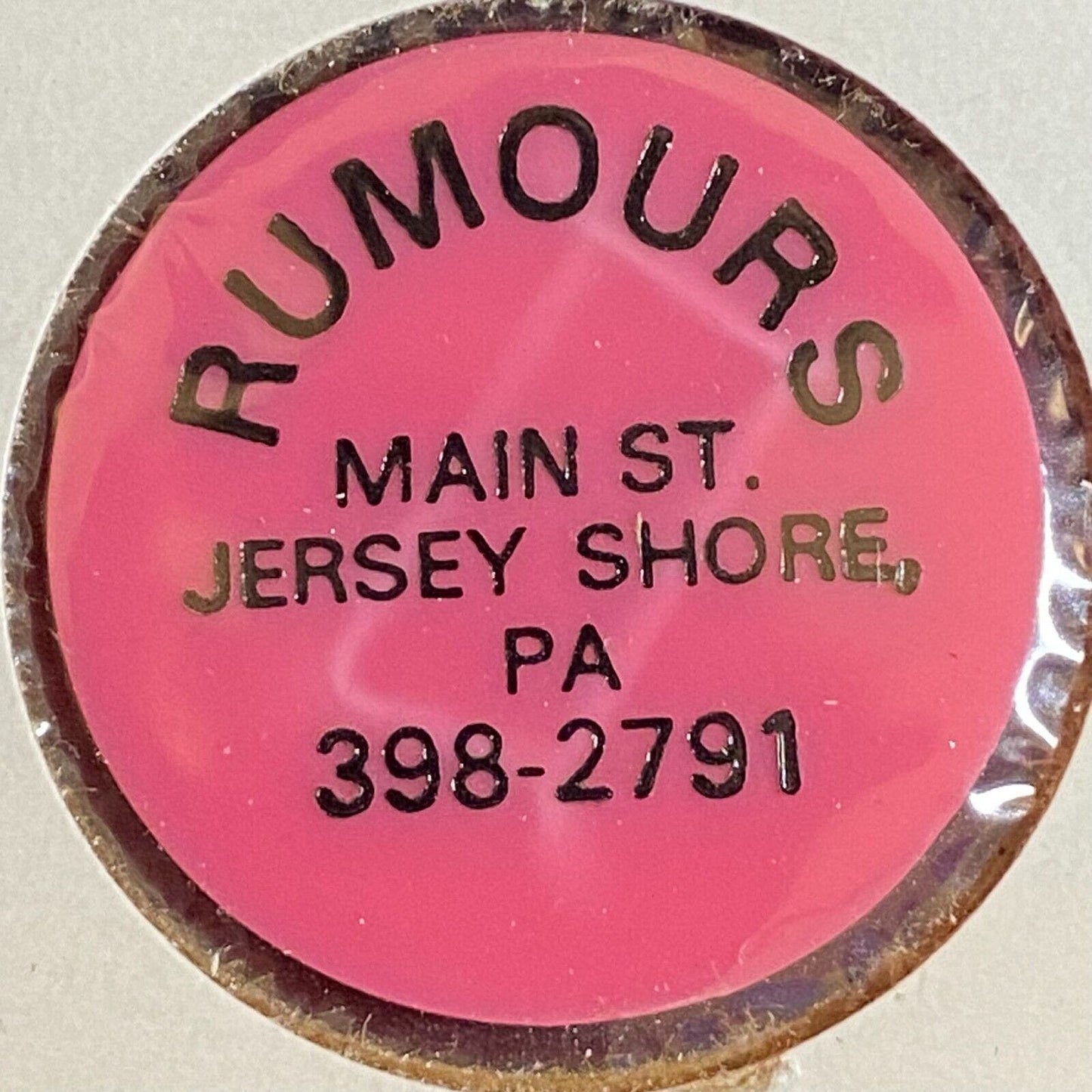 Jersey Shore, PA Rumours Main Street Plastic "Mixed Drink" Token