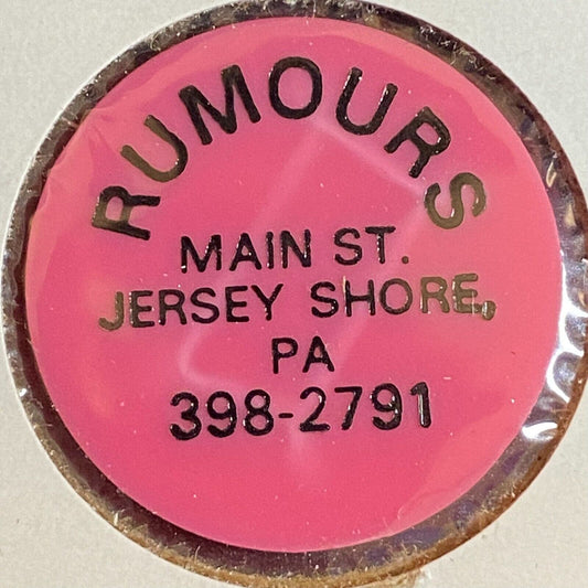 Jersey Shore, PA Rumours Main Street Plastic "Mixed Drink" Token