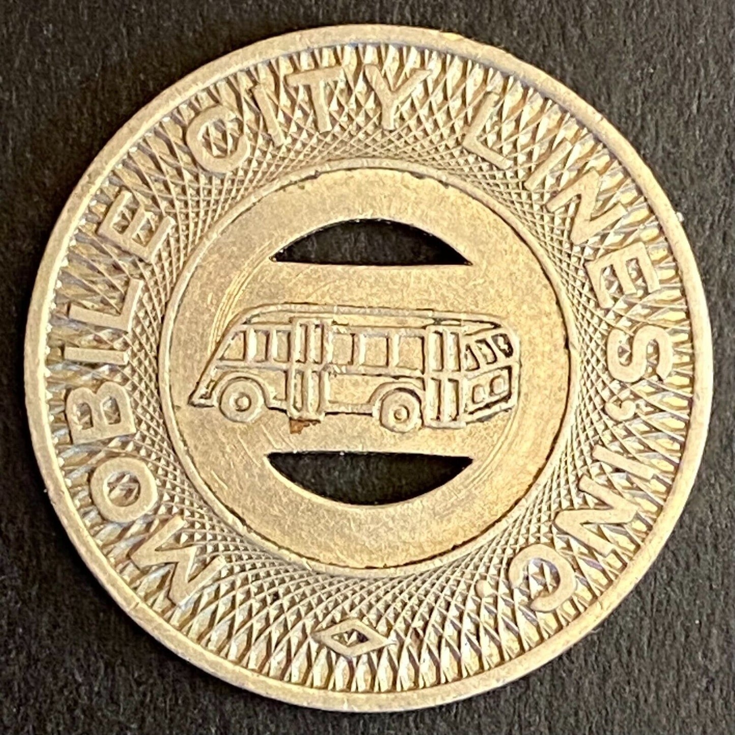 Mobile City Lines Alabama G/F One Fare Transit Token Bus 23mm #32)