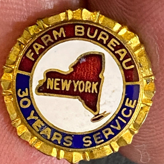 New York Farm Bureau 30 Years Service Color Enameled Lapel Pin 14mm