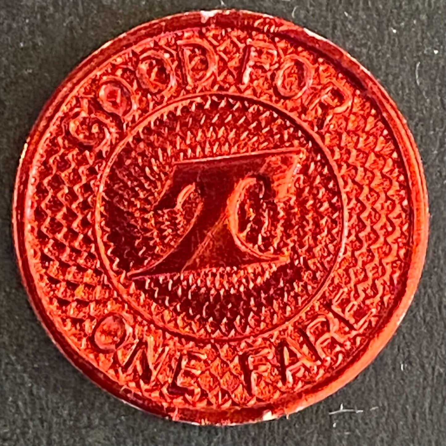 Decatur, IL Red Annodized Alum. G/F One Fare Transit "T" Token 16mm Scarce