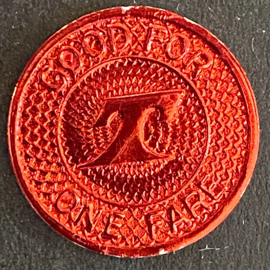 Decatur, IL Red Annodized Alum. G/F One Fare Transit "T" Token 16mm Scarce